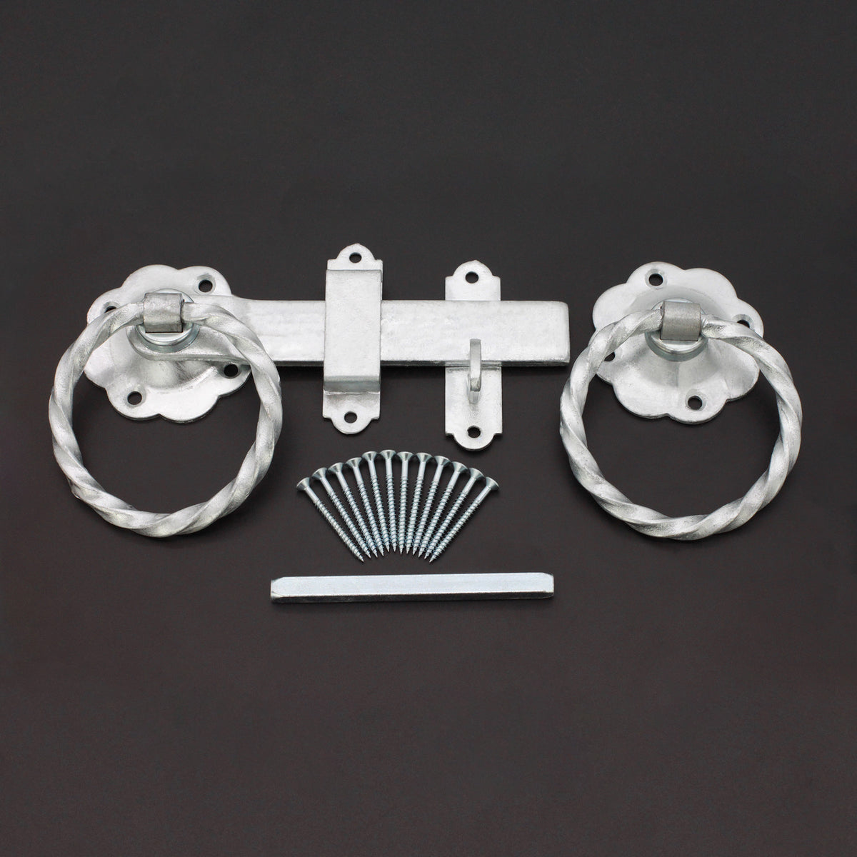 18" 450mm Twist Ring Gate Ironmongery Kit Zinc