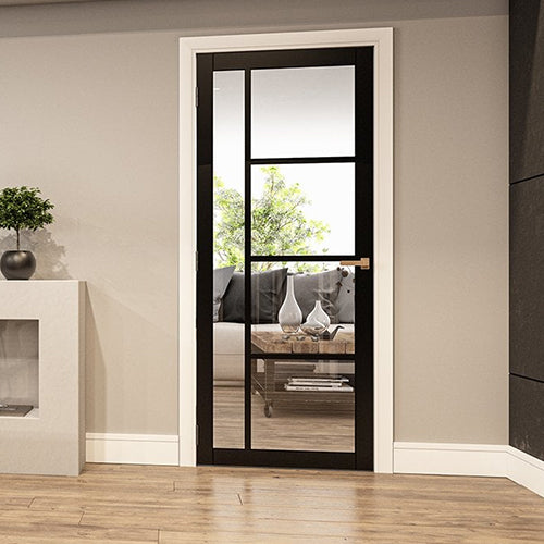 Brixton Black Prefinished Glazed Internal Door