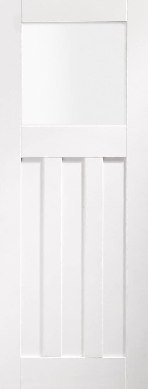 White wooden door with a minimalist design on a white background