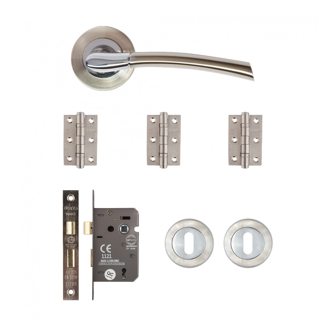 Hera Mortice Kit Satin Nickel Chrome Finish 2