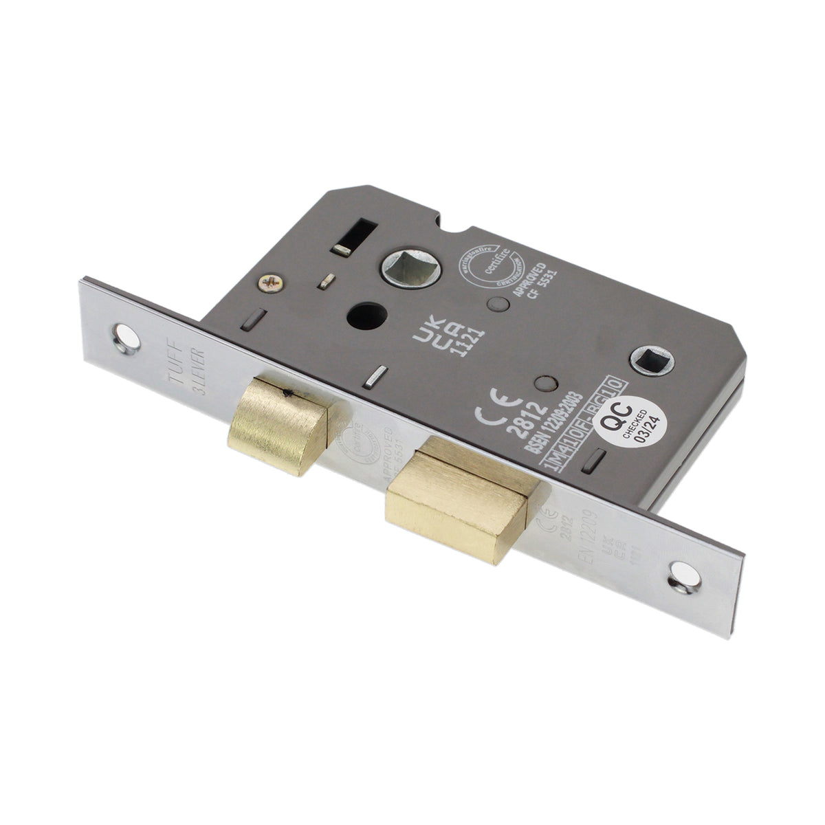 2.5" CE 3 Lever Bathroom Lock FD60 - Polished Chrome