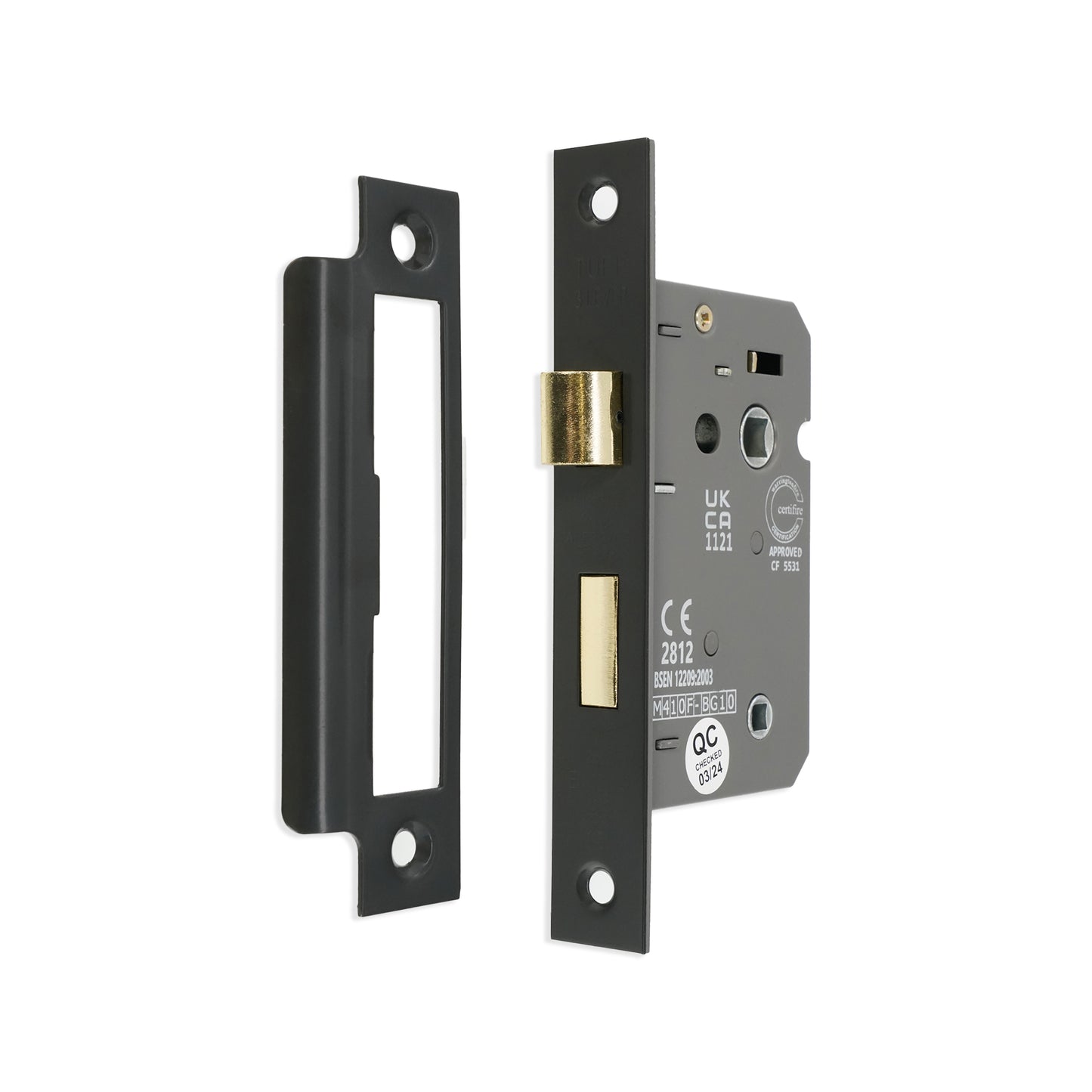 3" CE 3 Lever Bathroom Lock FD60 - Gunmetal Grey
