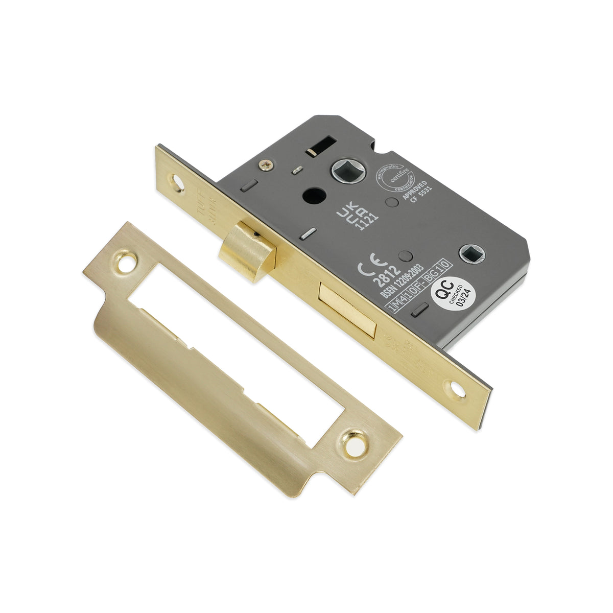 3" CE 3 Lever Bathroom Lock FD60 - Satin Brass