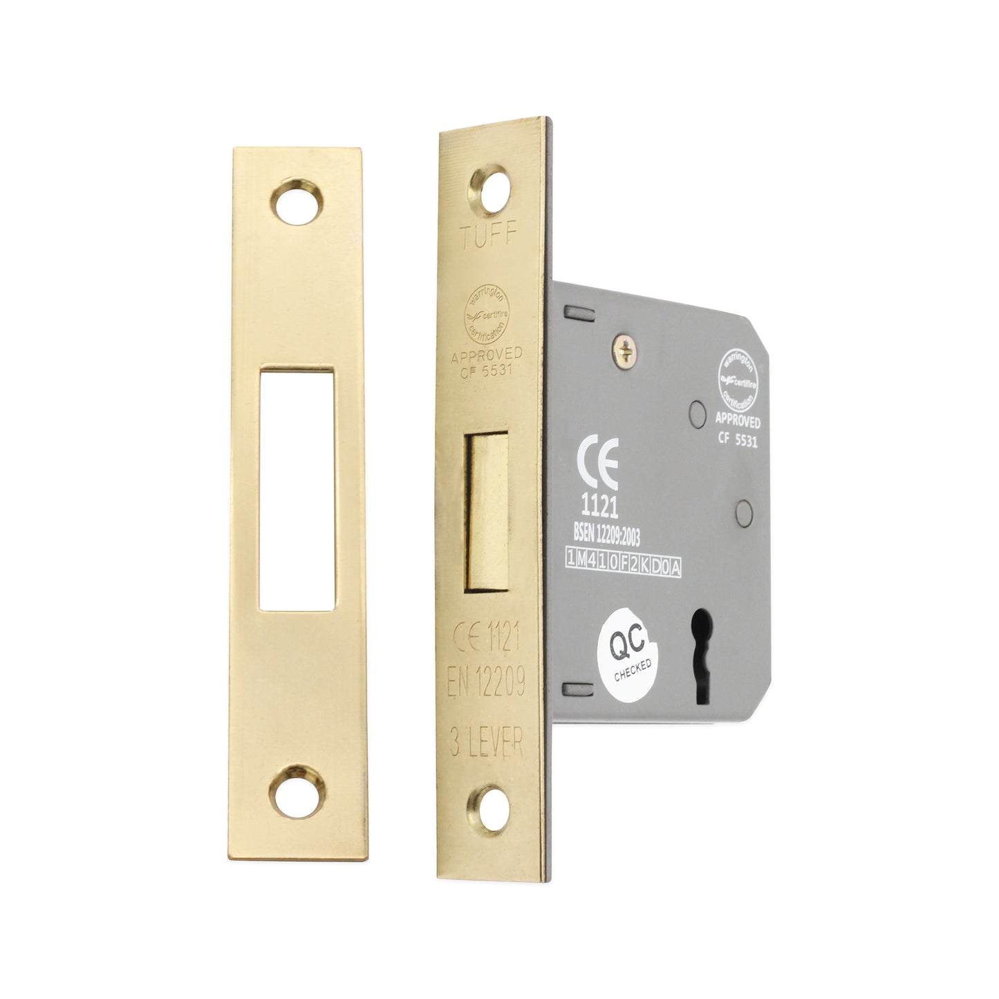 3" CE 3 Lever Dead Lock - Electro Brass