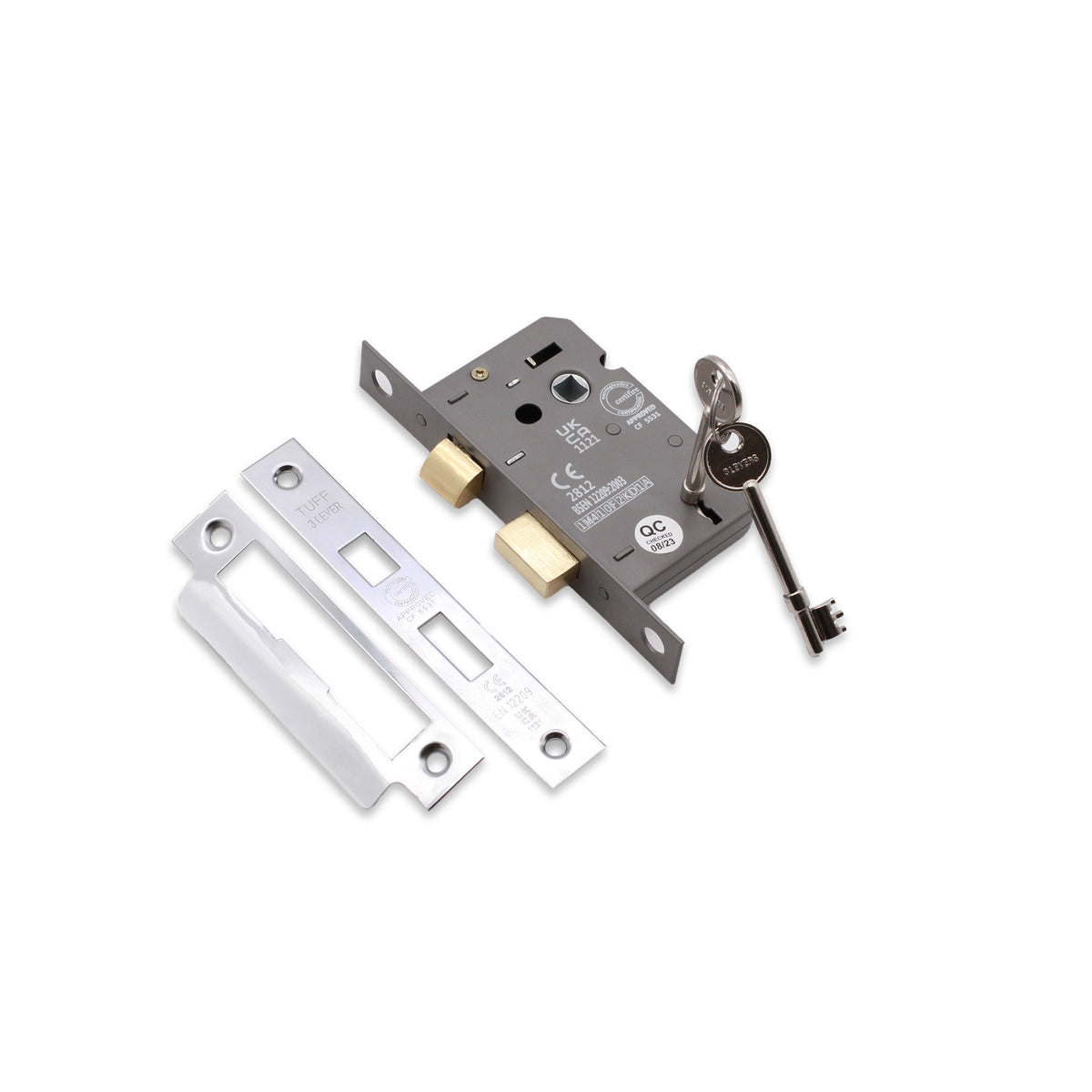 3" CE 3 Lever Mortice Sash Lock FD60 - Polished Chrome