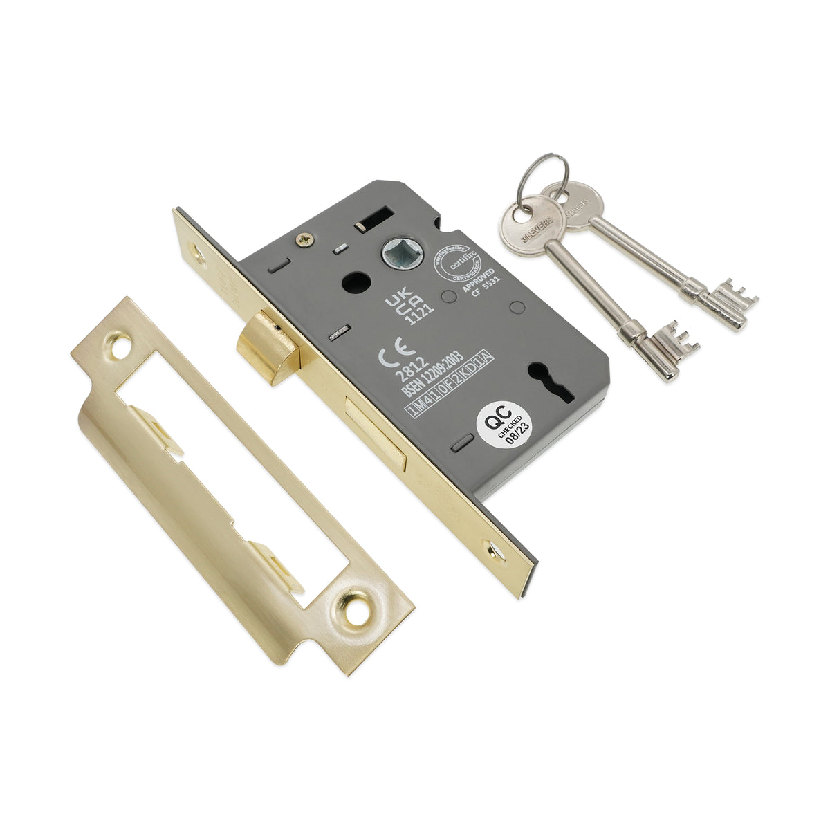 3" CE 3 Lever Mortice Sash Lock FD60 - Satin Brass