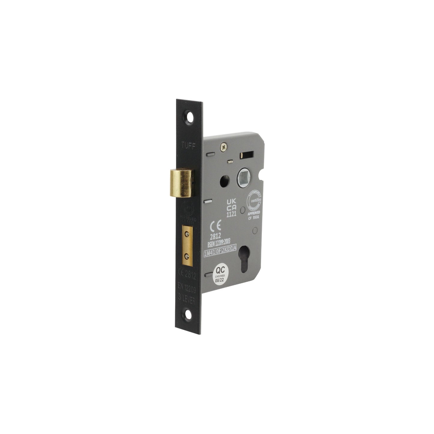 3" CE Euro Profile Mortice Sash Lock - Matt Black