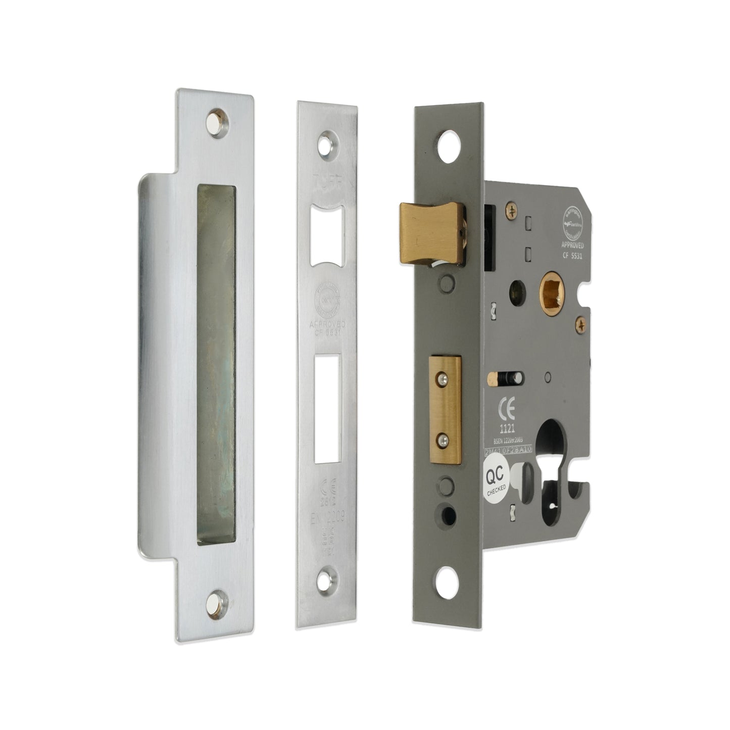 2.5" CE Euro Profile Mortice Sash Lock - Satin Chrome