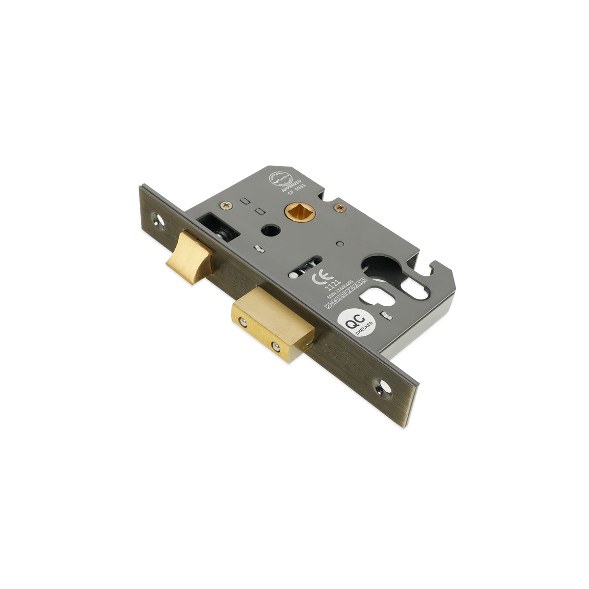 3" CE Euro Profile Mortice Sash Lock - Antique Brass