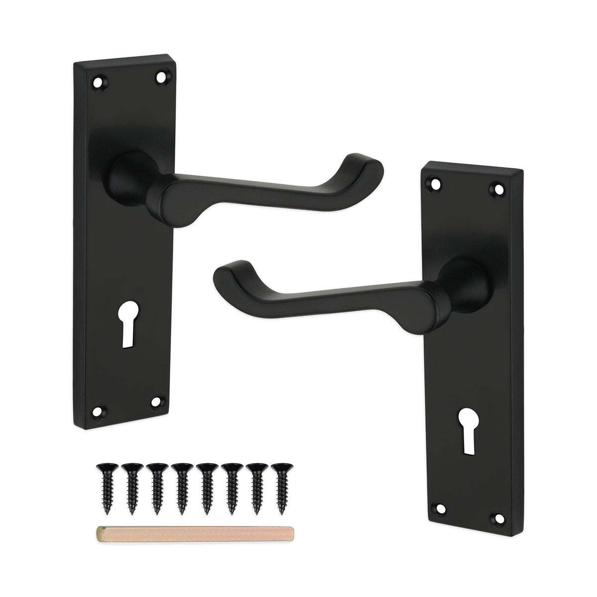 Victorian Scroll Lock Lever Handle 150mm Matt Black