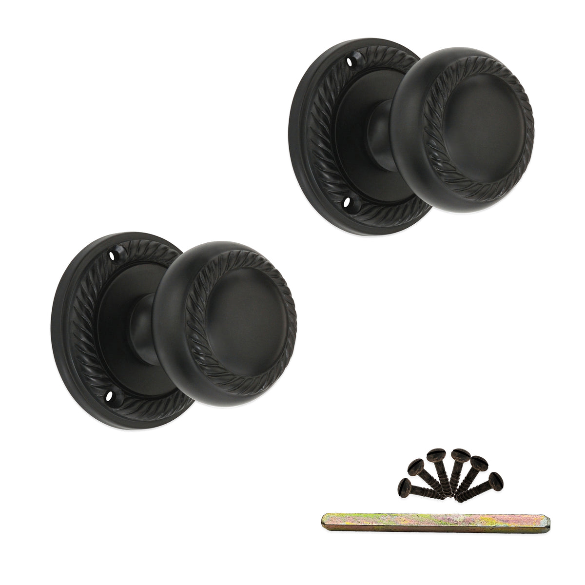 Georgian Mortice Door Knob Matt Black