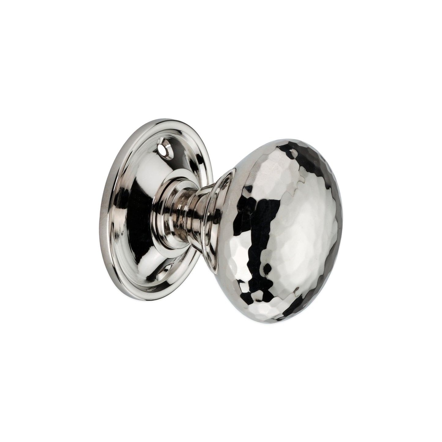 Hammered Mushroom Mortice/Rim Door Knob Polished Nickel