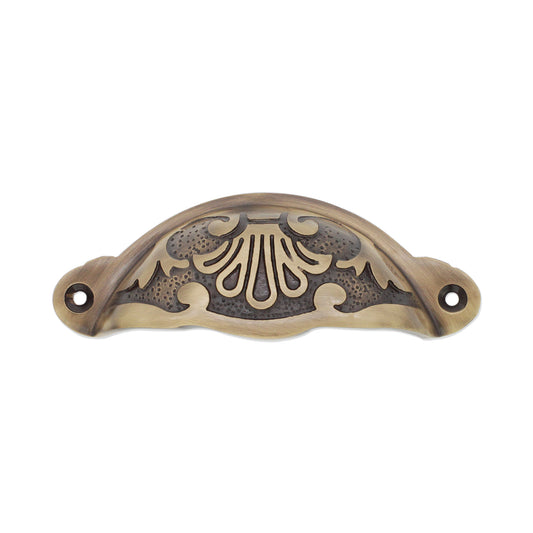 Floral Cup Pull Antique Brass