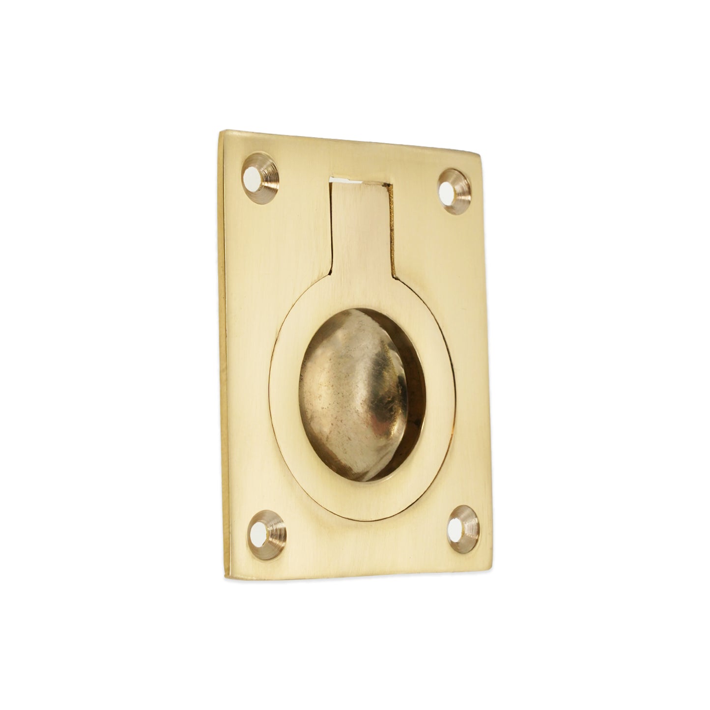 Ring Pull Square Flush Polished Brass