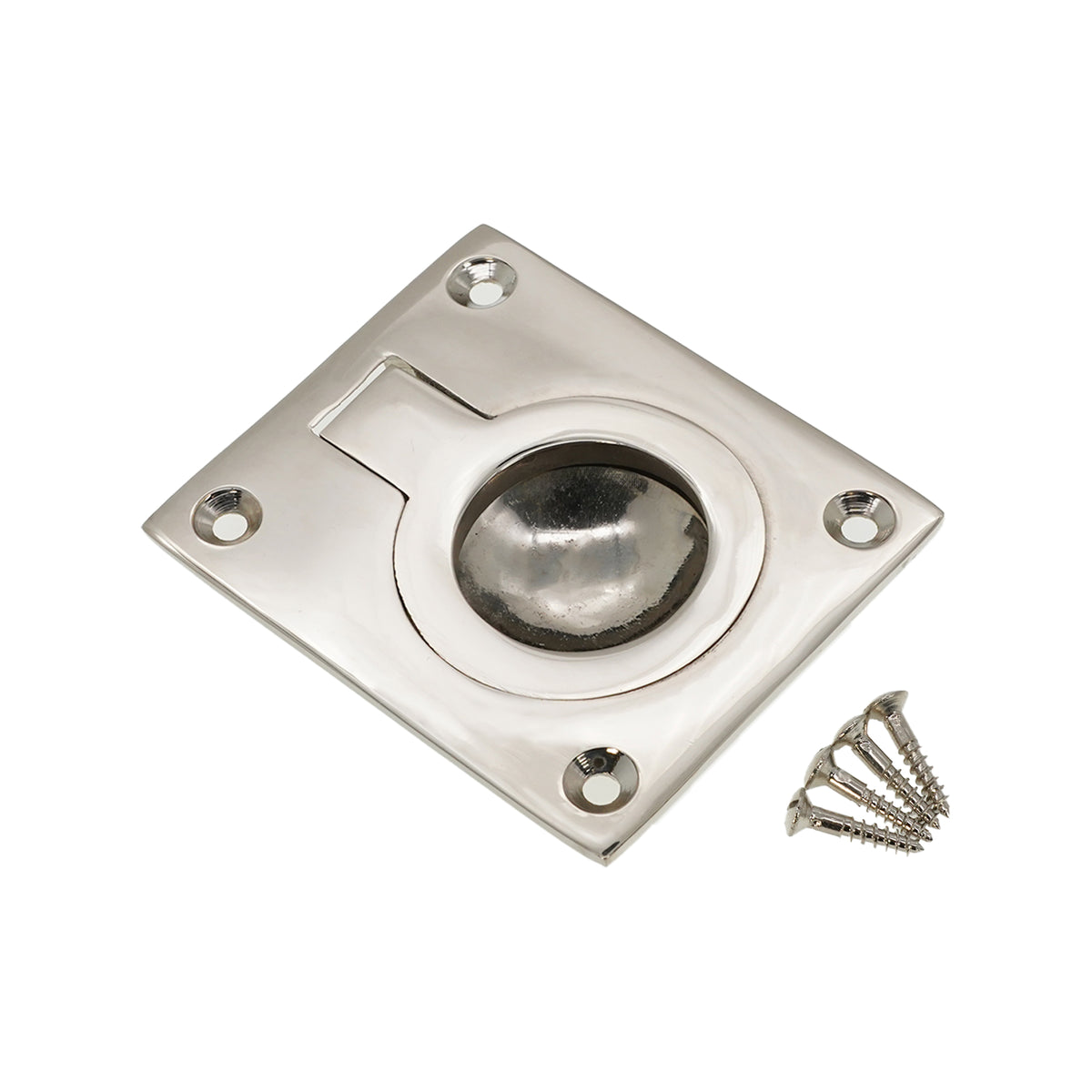Ring Pull Square Flush Polished Nickel