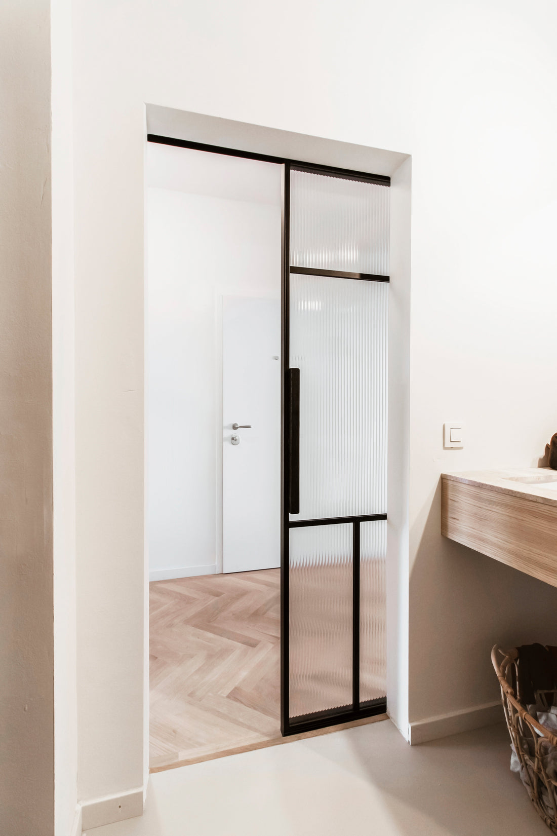 Reeded Glass Fire Door