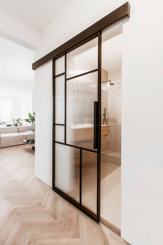 Reeded Glass Steel Doors