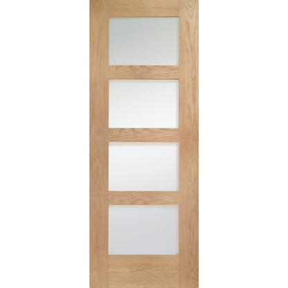 4 Panel Door Internal Oak Pre-Finished Shaker with Obscure Glass