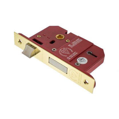 5 Lever BS3621 Sash Lock - 76mm Electro Brass