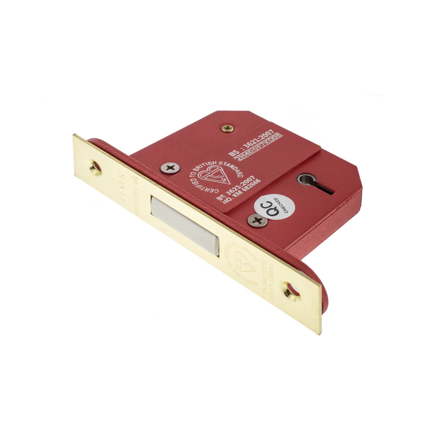 5 Lever BS3621 Dead Lock - 63mm  Electro Brass