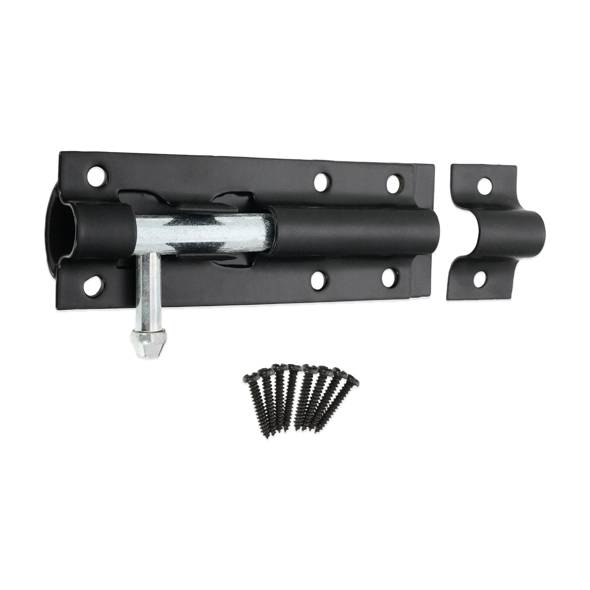 Iron Barrel Bolt - Straight 4" Black