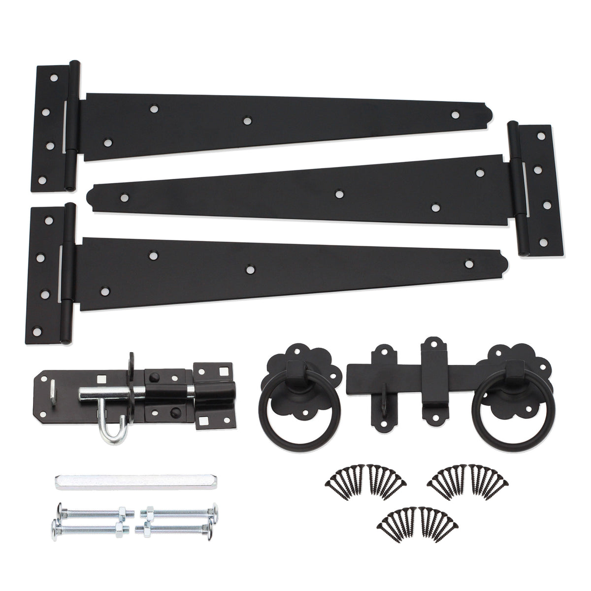 14" 350mm Plain Ring Gate Ironmongery Kit Black