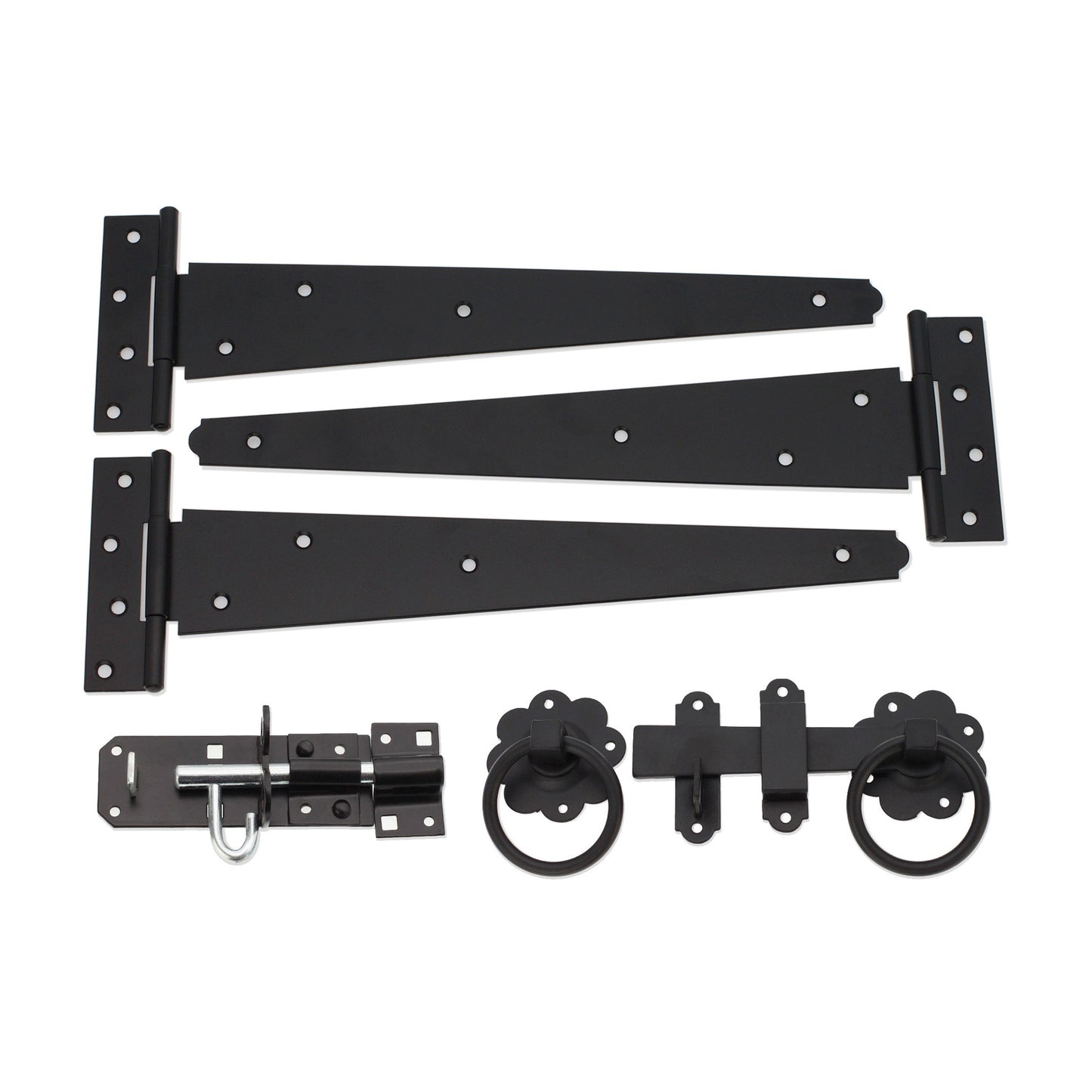 14" 350mm Plain Ring Gate Ironmongery Kit Black