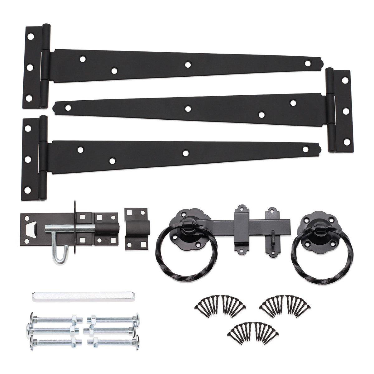 10" 250mm Twist Ring Gate Ironmongery Kit Black