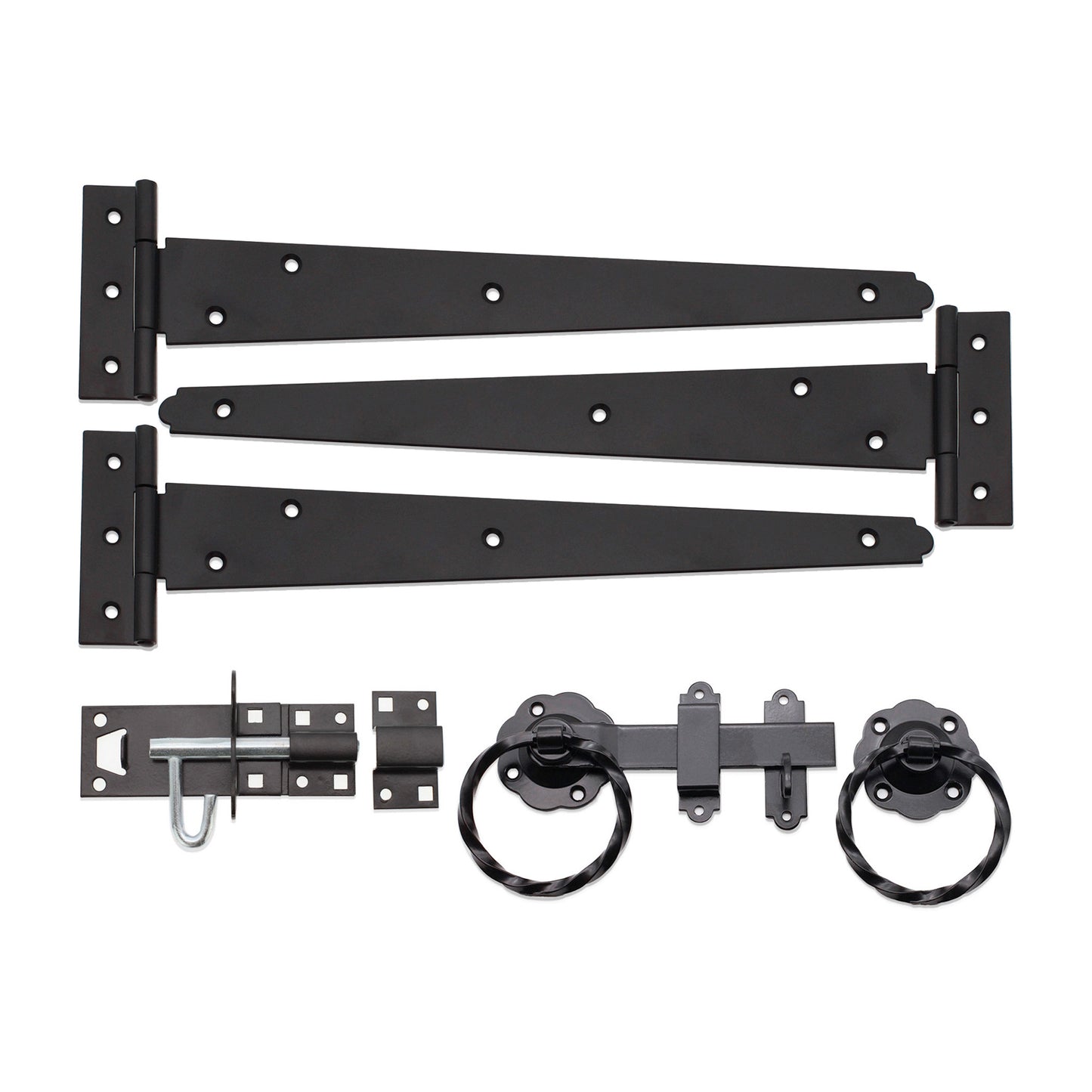 12" 300mm Twist Ring Gate Ironmongery Kit Black