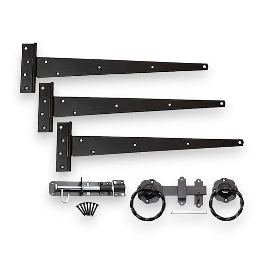 18" 450mm Twist Ring Gate Ironmongery Kit Black