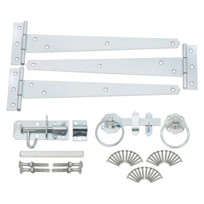 12" 300mm Plain Ring Gate Ironmongery Kit Zinc