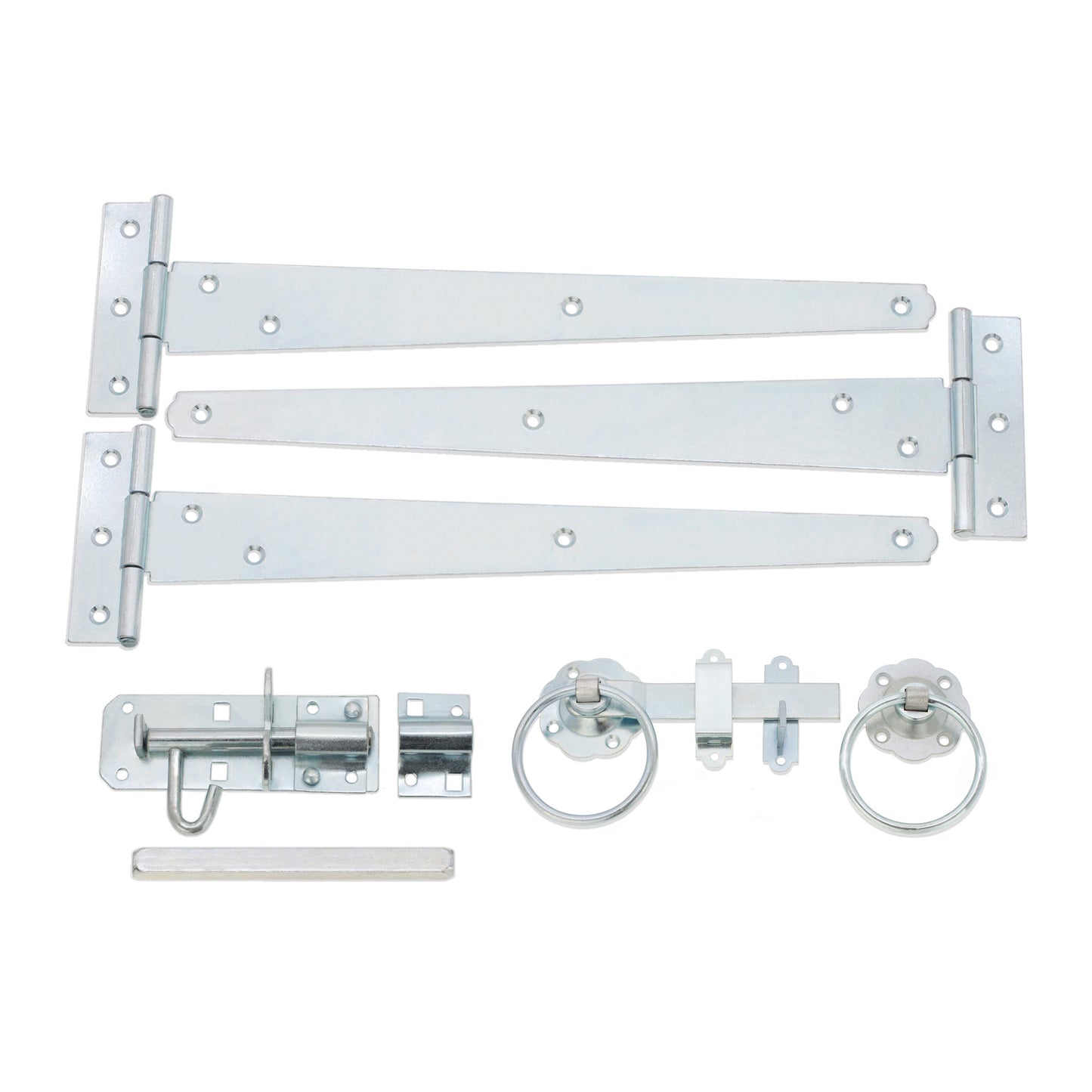 12" 300mm Plain Ring Gate Ironmongery Kit Zinc