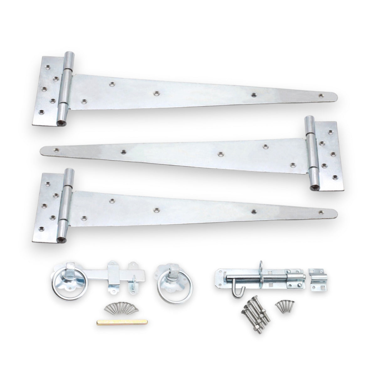 18" 450mm Plain Ring Gate Ironmongery Kit Zinc