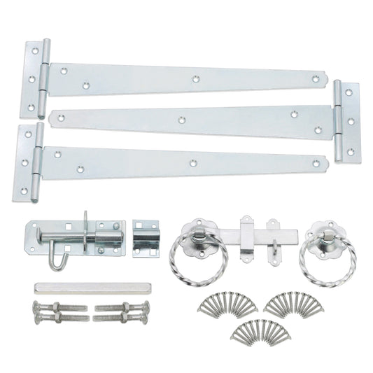 12" 300mm Twist Ring Gate Ironmongery Kit Zinc
