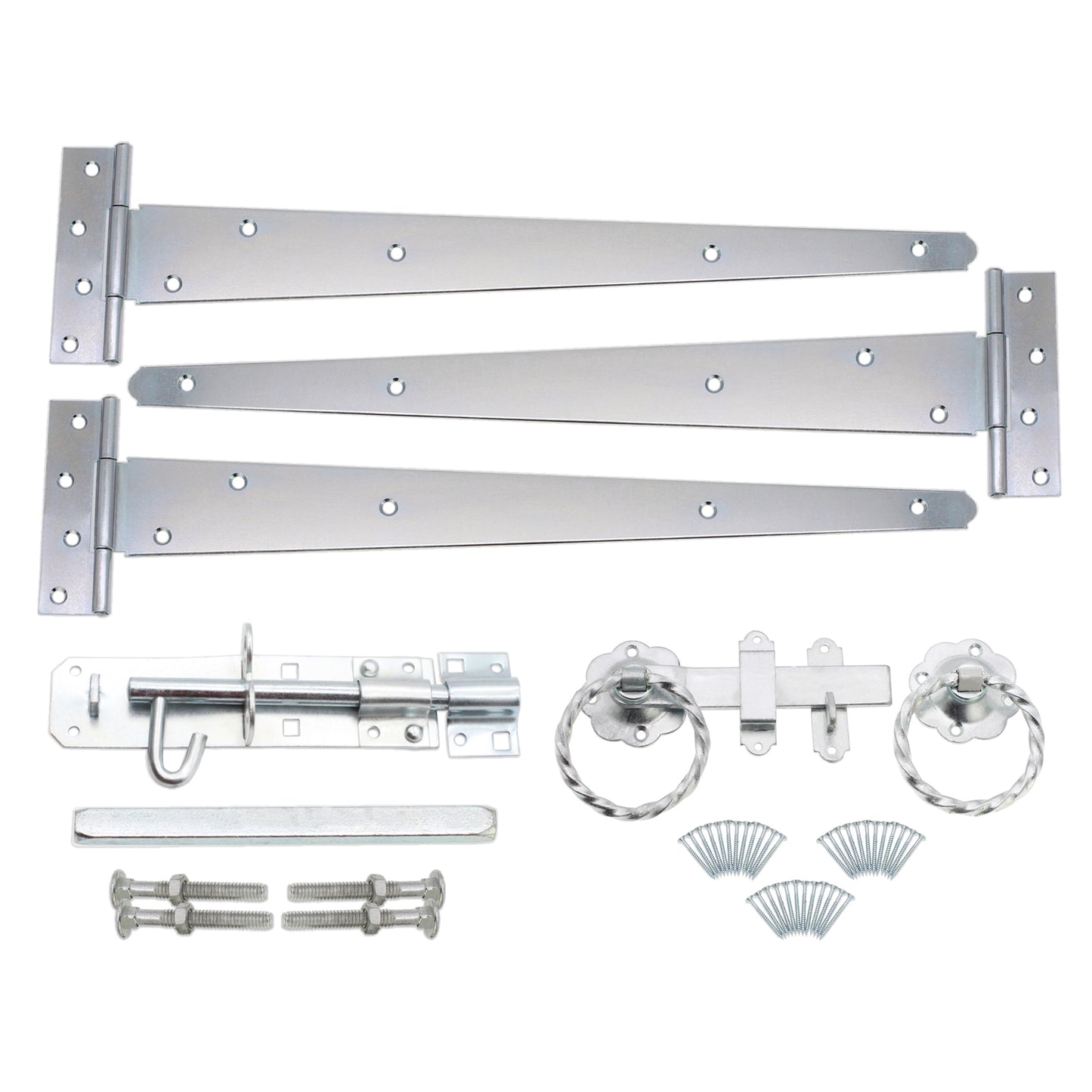 18" 450mm Twist Ring Gate Ironmongery Kit Zinc
