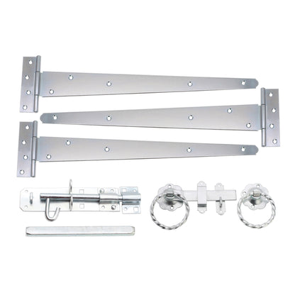 18" 450mm Twist Ring Gate Ironmongery Kit Zinc