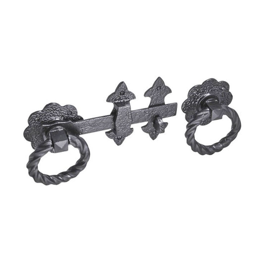8"Fleur de Lys Twisted Ring Gate Latch