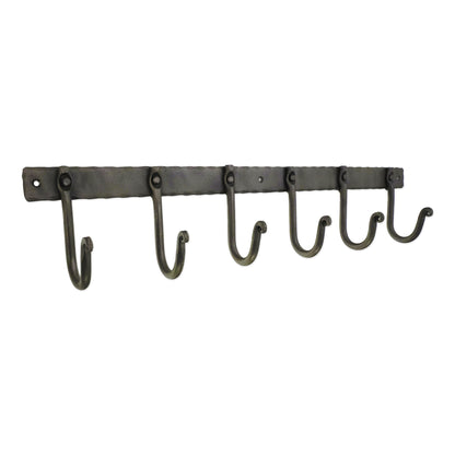 Iron coat hook plain 6 leg - Pewter