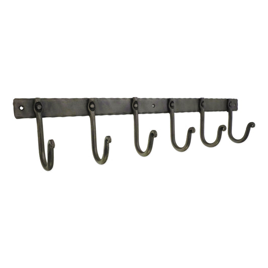Iron coat hook plain 6 leg - Pewter
