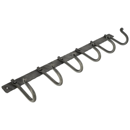 Iron coat hook plain 6 leg - Pewter
