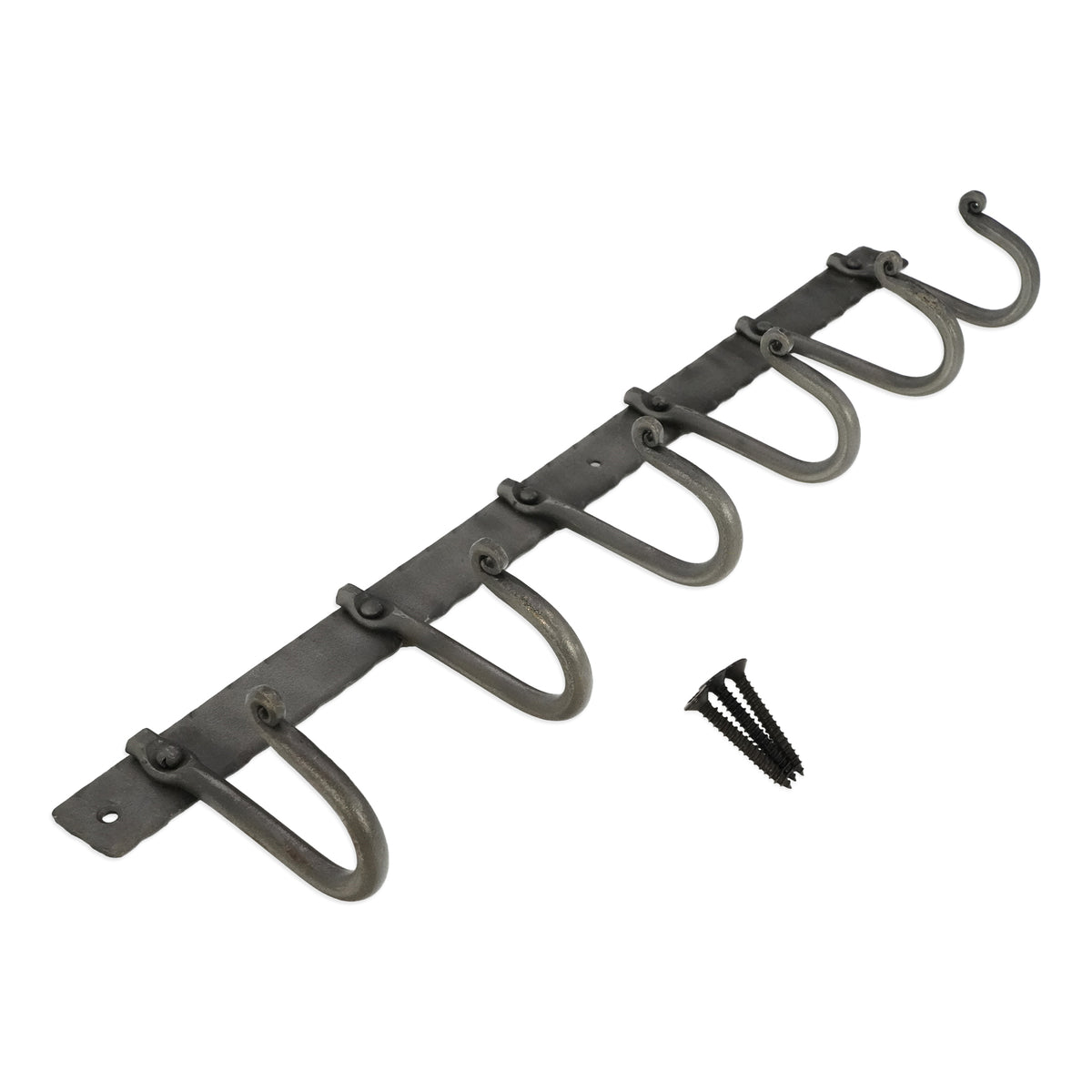 Iron coat hook plain 6 leg - Pewter