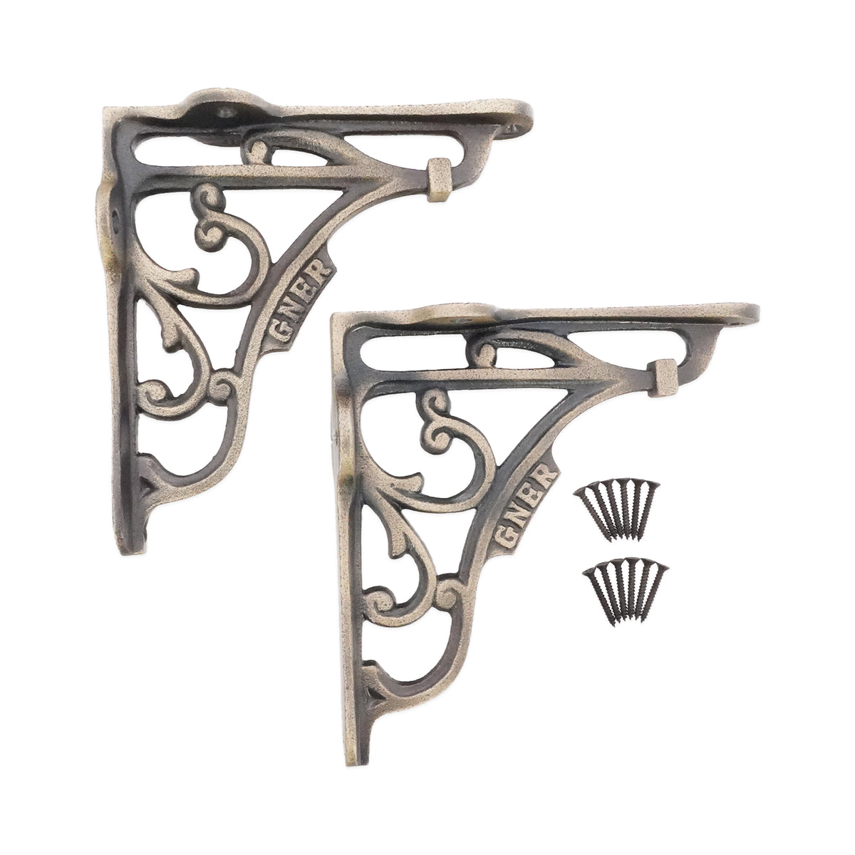 GNER Shelf Bracket Matt Antique 125x125mm (Sold in Pairs)
