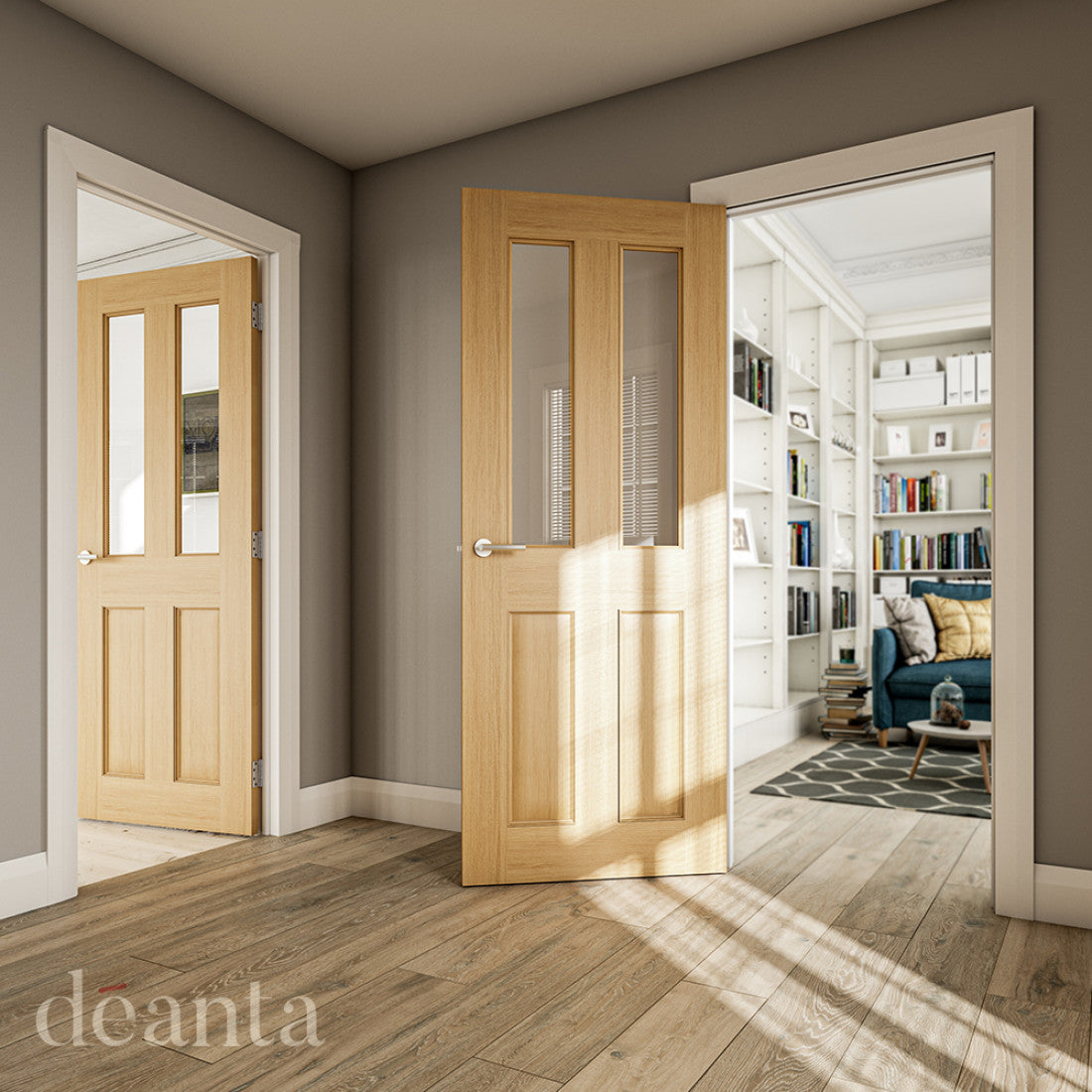 Bury Glazed Interior Oak Door Deanta
