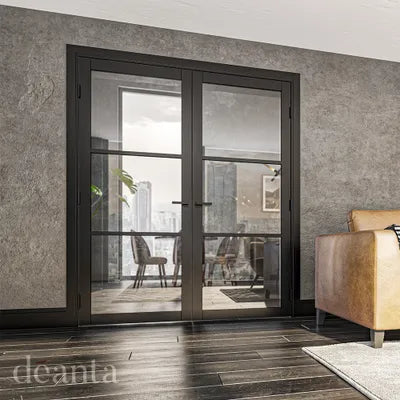 Camden Black Prefinished Glazed Internal Door life