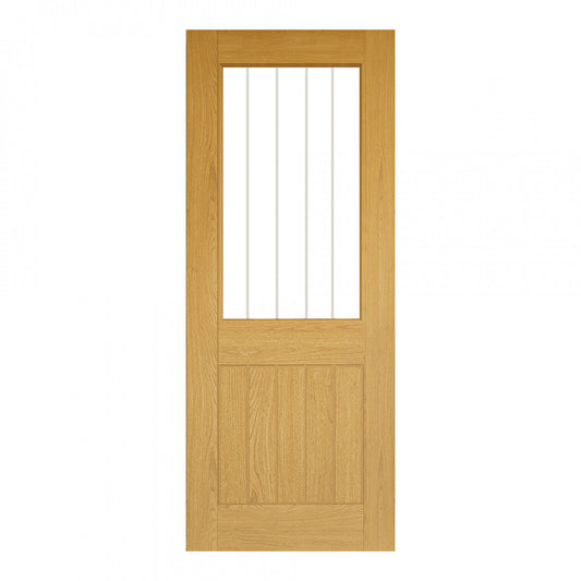Ely Unfinished Oak 2 Panel Glazed Internal Door