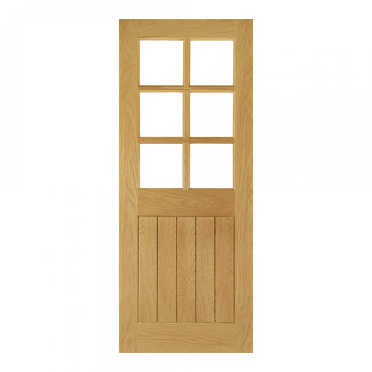 Ely Unfinished Oak Bevelled Glaze 6 Lite Internal Door