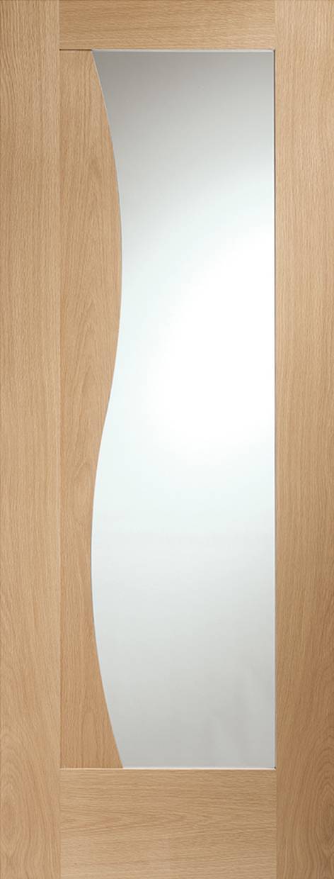 Wooden door with a glass panel