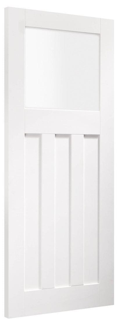 White wooden door with a minimalist design on a white background