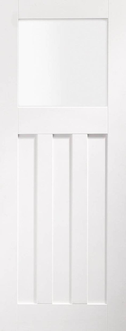 White wooden door with a minimalist design on a white background