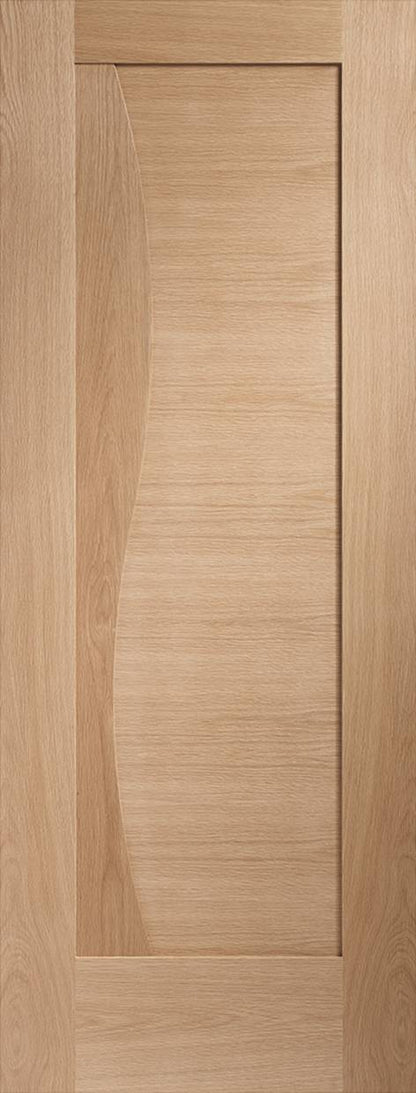 Wooden door with a vertical panel design